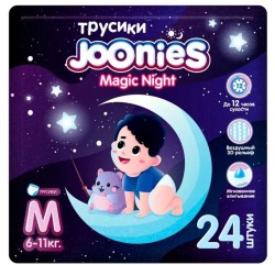 Подгузники-трусики 24 шт. Joonies Мэджик найт 6-11 кг р. M